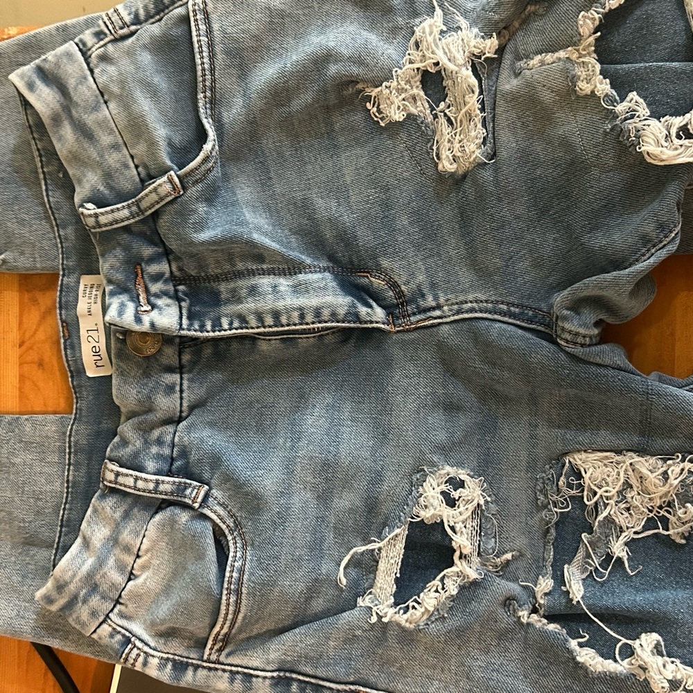 Rue21 Light Blue Distressed Denim Shorts